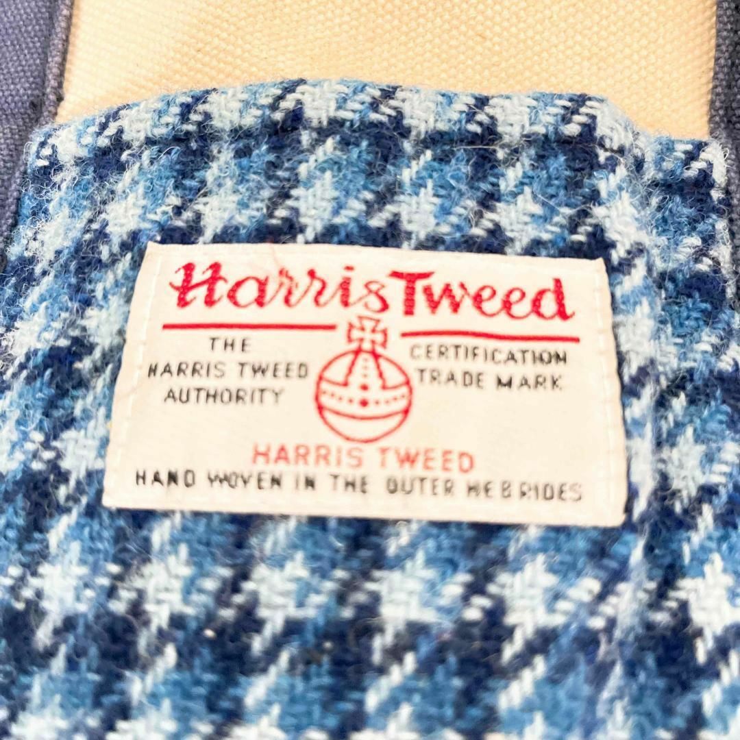 Harris Tweed(ハリスツイード)のレア✨HARRIS TWEED ハリスツイードハンドバッグ/トートバッグ ブルー レディースのバッグ(トートバッグ)の商品写真