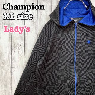 チャンピオン(Champion)のChampion チャンピオン トラックジャケット パーカー 刺繍 総柄 古着(ジャージ)