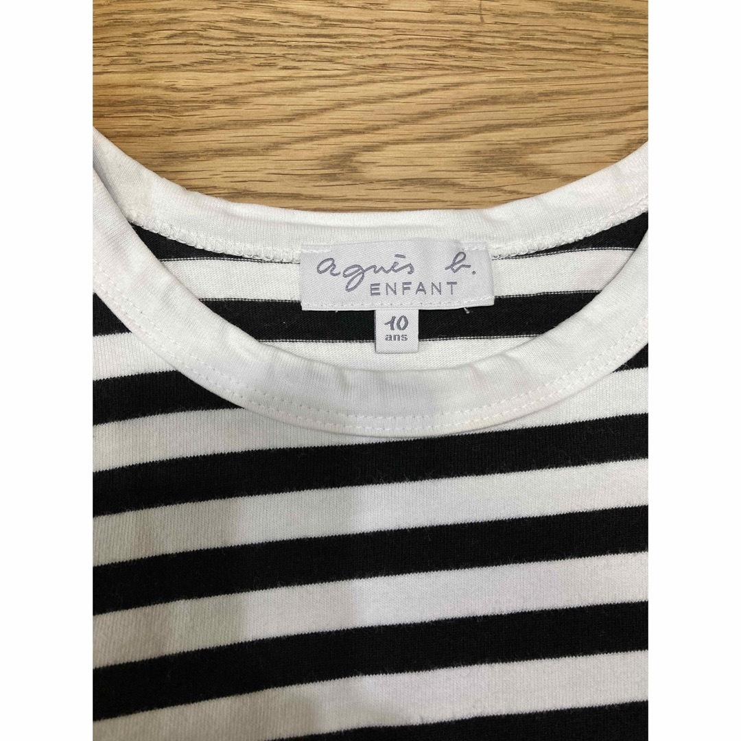 agnes b.(アニエスベー)の小学生　agnes b. アニエスベー ボーダー  コットン ロンT 10ans キッズ/ベビー/マタニティのキッズ服女の子用(90cm~)(Tシャツ/カットソー)の商品写真