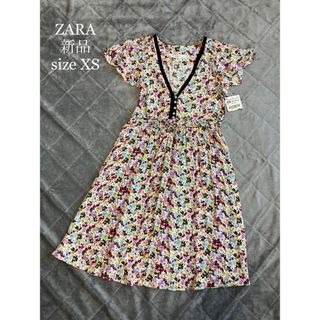 ザラ(ZARA)の新品　ZARA ザラ　ワンピース　セール　プリント　きれいめ　xs s 34(ひざ丈ワンピース)