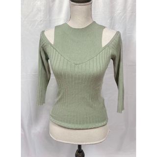 GYDA●定価5990●リブ切リ替エオープンショルダーニット TOPS
