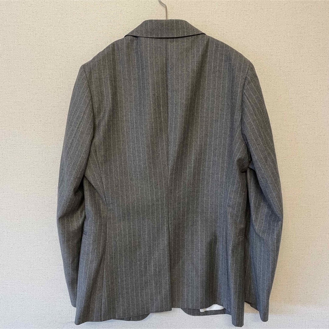 EDIFICE(エディフィス)のEDIFICE エディフィス　ウールジャケット　グレー　ストライプ　M メンズのジャケット/アウター(テーラードジャケット)の商品写真