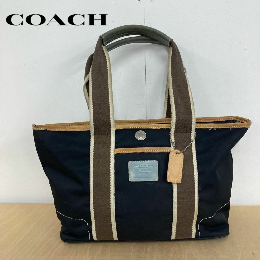 COACH ハンプトンズ キャンバス×レザー トートバッグ | フリマアプリ ラクマ