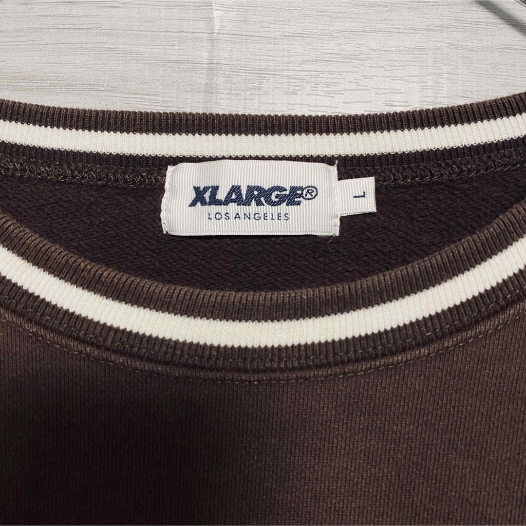 【人気デザイン】XLARGE スウェット　Lサイズ　リンガー　センター刺繍ロゴ