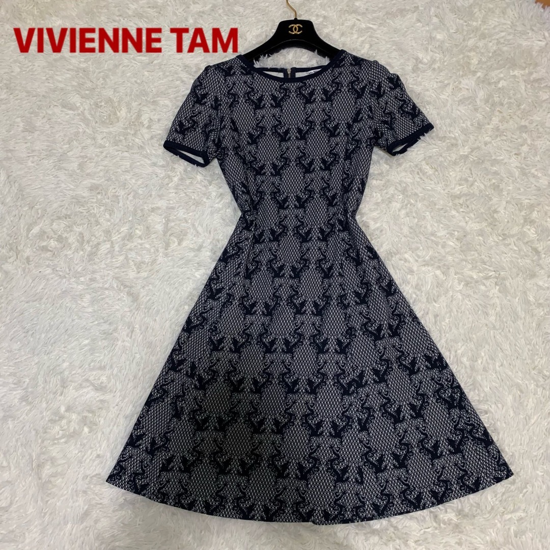 ☆美品☆ VIVIENNE TAMヴィヴィアンタム ワンピース 龍 半袖 紺色