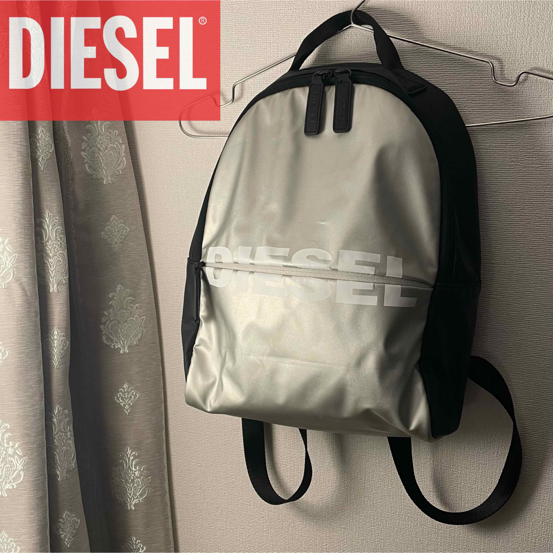 【 DIESEL 】バックパック ナイロン リュックサック シルバー &ブラック | フリマアプリ ラクマ