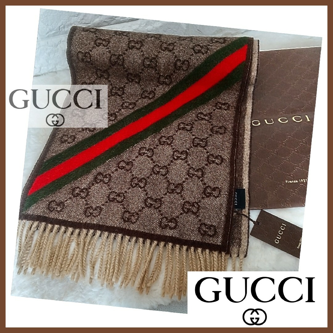 Gucci(グッチ)のyさま専用です✪グッチGUCCI✪シェリーライン ウール アンゴラ✪美品 メンズのファッション小物(マフラー)の商品写真