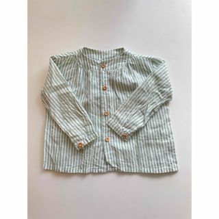 キャラメルベビー&チャイルド(Caramel baby&child )の【Birinit Petit】Green Stripe maho shirt(ブラウス)