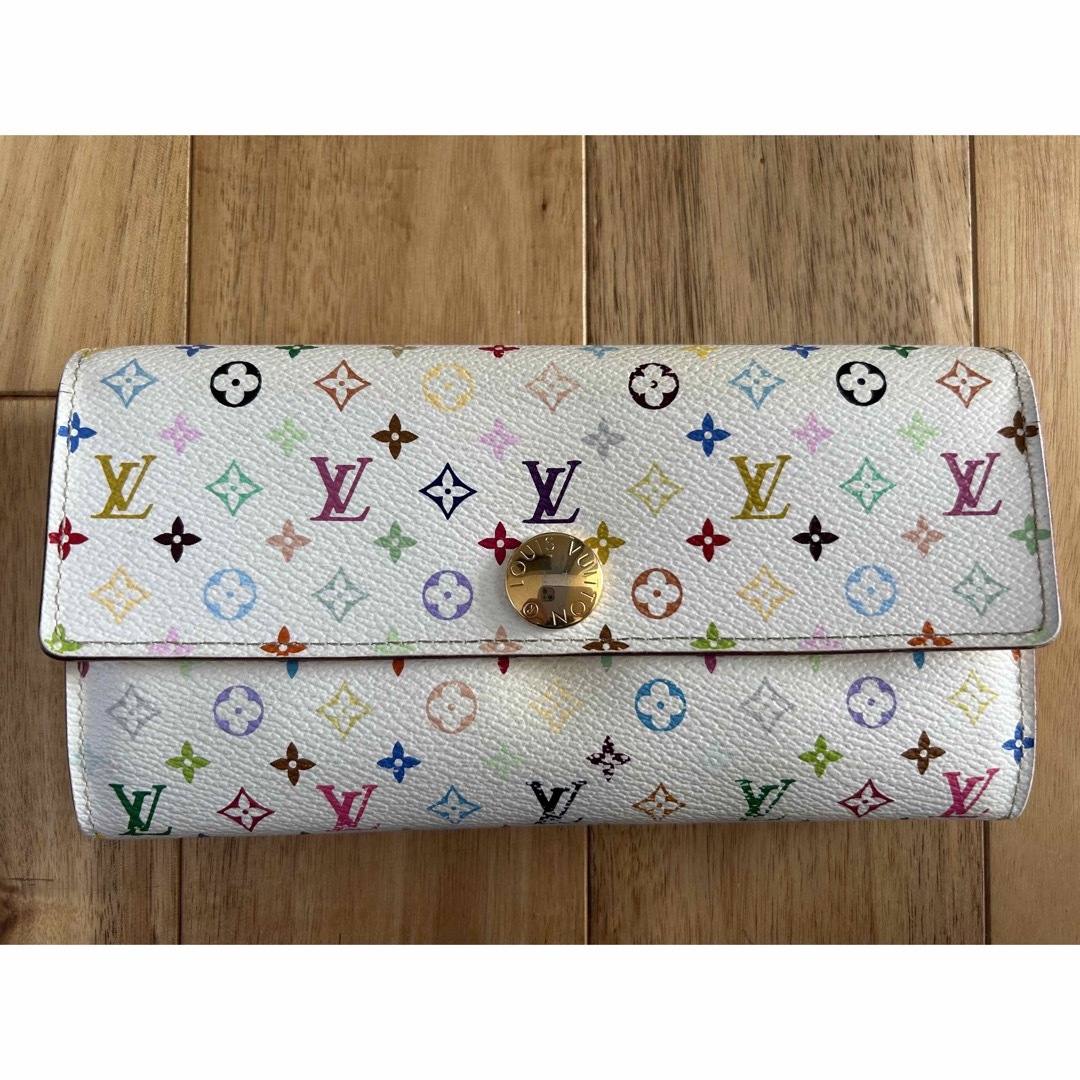 LOUIS VUITTON ルイヴィトン長財布 マルチカラー ホワイト×イエロー-
