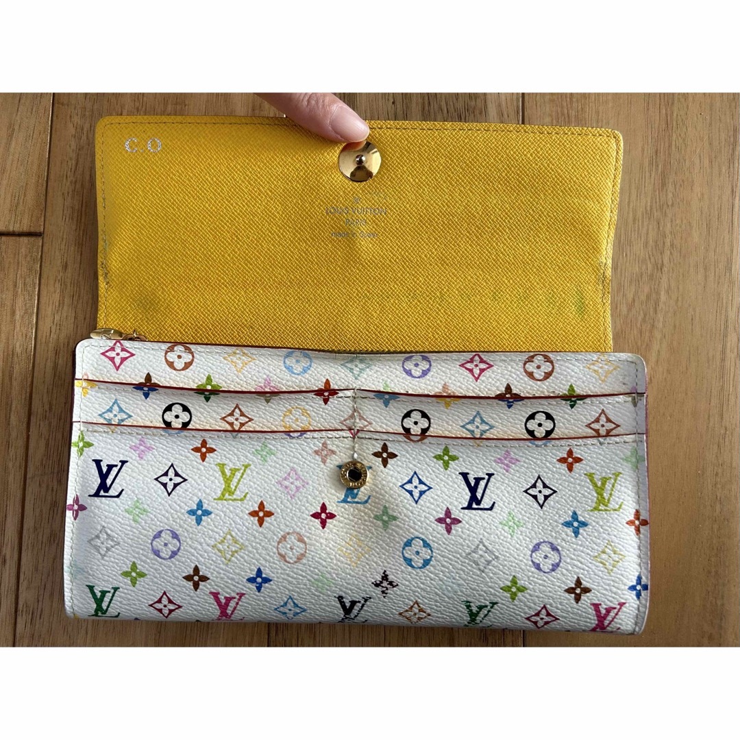 LOUIS VUITTON ルイヴィトン長財布 マルチカラー ホワイト×イエロー-