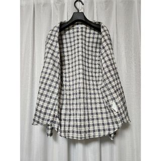 【美品】アニエスベー　CHEMISE　シャツ　グレンチェック　バンドカラー　38