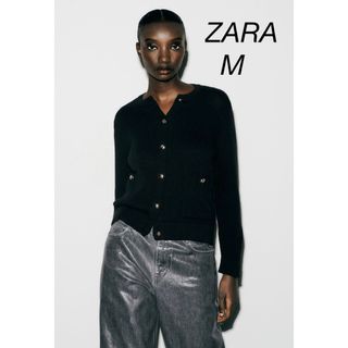 ZARA ザラ　ゴールドボタンニットカーディガン　ニットジャケット