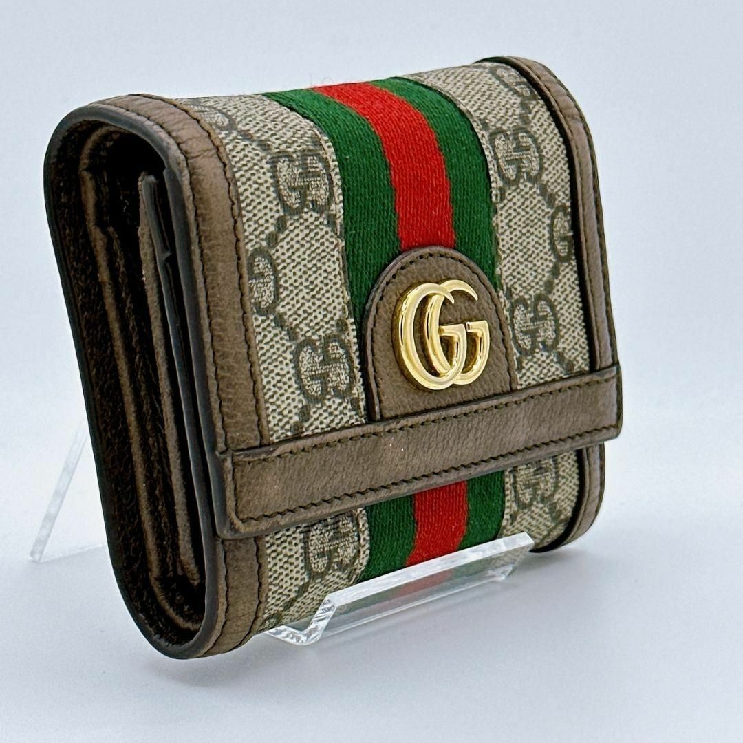 Gucci - グッチ 523174 GGスプリーム PVC×レザー 三つ折り財布 箱保存