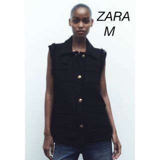 ZARA - ZARA フリンジトリム テクスチャー ベストの通販 by てぃー