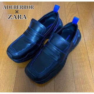 ザラ(ZARA)のADERERROR×ZARA レザートラックソール ローファー ブラックブルー(スリッポン/モカシン)