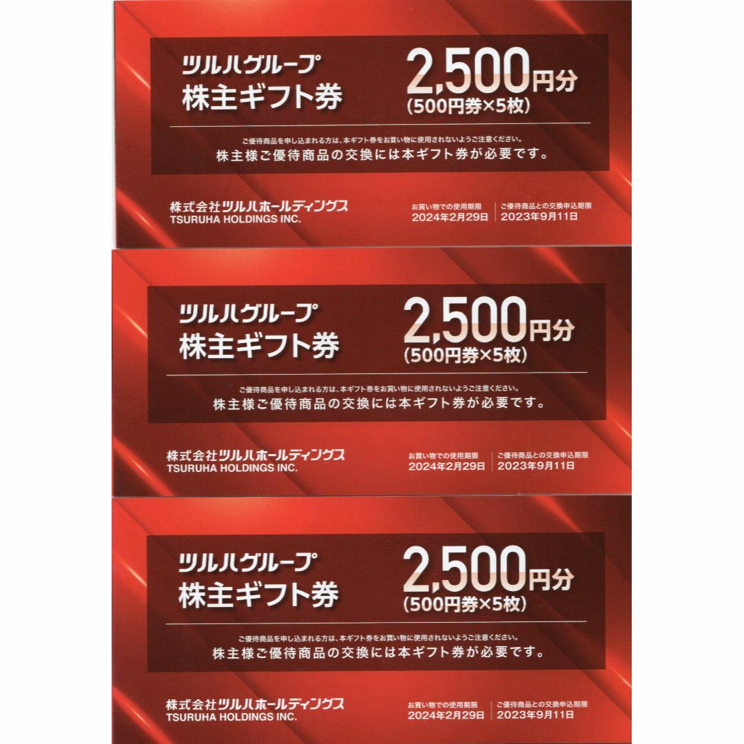 ツルハ　株主優待　賞品券　6000円優待券/割引券