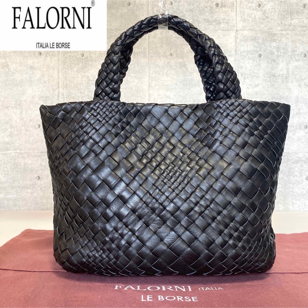 FALORNI - 【美品】FALORNI イントレチャート ブラック ラムレザー