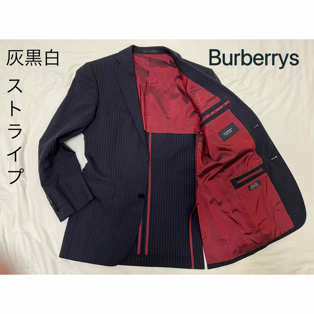 BURBERRY BLACK LABEL(バーバリーブラックレーベル)のバーバリー BLACK LABEL ジャケット 灰黒白ストライプ メンズのジャケット/アウター(テーラードジャケット)の商品写真