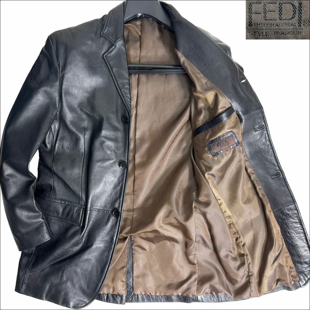 J6252 美品 FEDI 羊革 ラムレザー テーラードジャケット ブラック M | フリマアプリ ラクマ