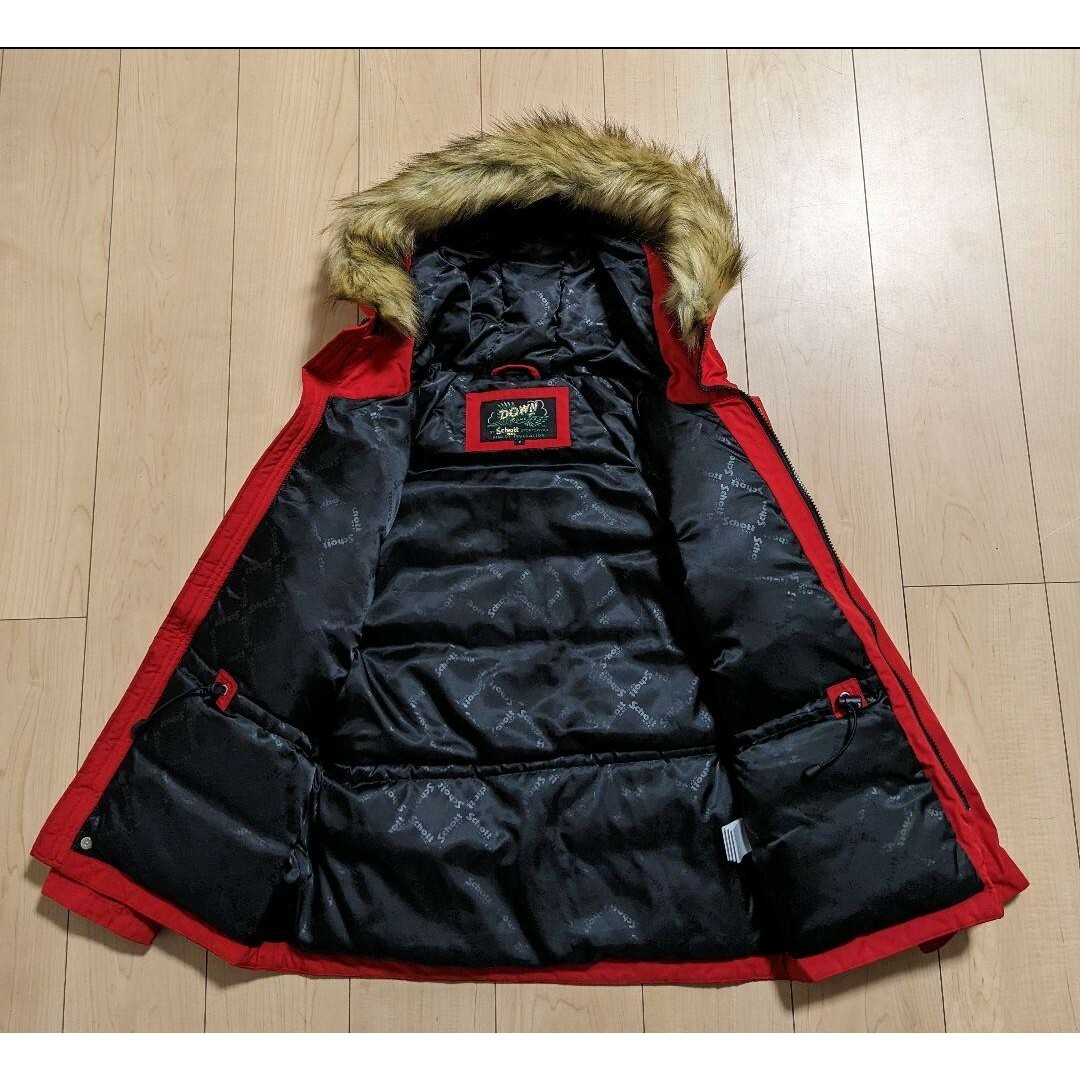 美品 SCHOTT シュノーケルダウンパーカー ダウンジャケット レッド