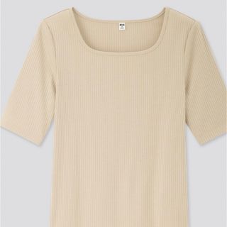 ユニクロ(UNIQLO)のリブスクエアネックT（5分袖）(カットソー(長袖/七分))