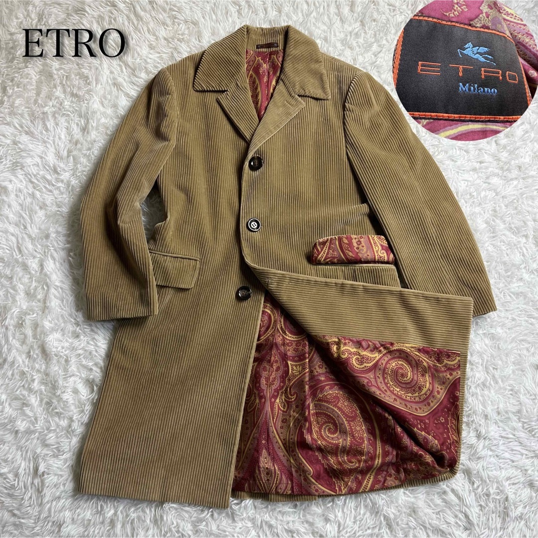 ETRO エトロ コーデュロイ　チェスターコート　ロングコート　希少　サイズ46ロングコート