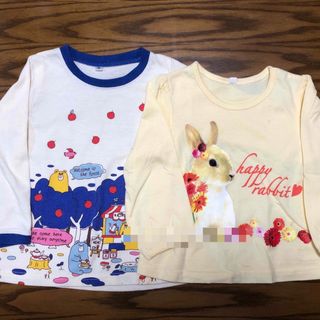 ニシマツヤ(西松屋)の90cm  95cm  女の子　長袖　ロンＴ　2枚まとめ売り(Tシャツ/カットソー)