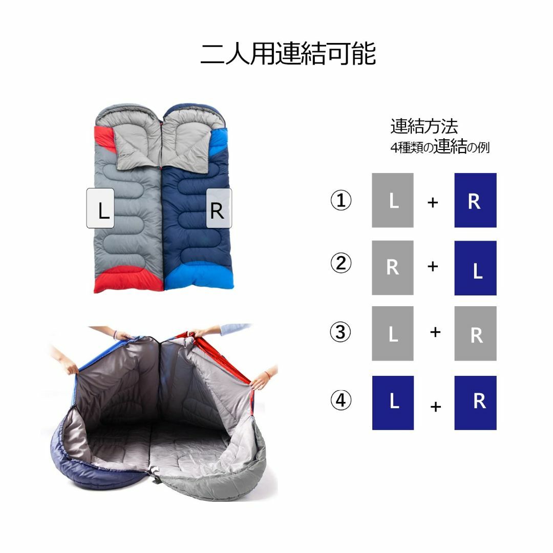 BISINNA 寝袋 夏用 冬用 アウトドア シュラフ 封筒型 軽量 連結可能 の ...
