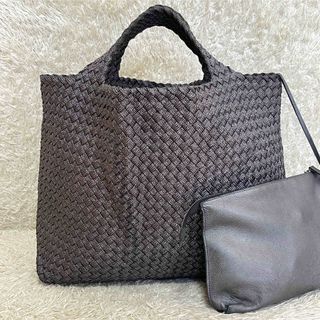 美品 現行 ファロルニ トートバッグ メッシュ 編み込み A4 ブラウン
