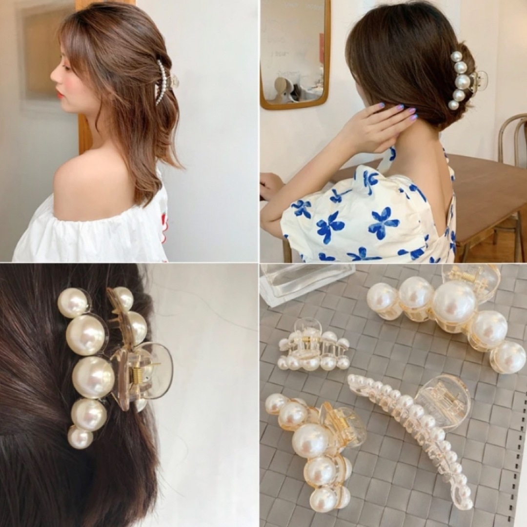 10種🧡パールヘアクリップ　ブラック　ハートゴールド　シルバー　アーカー　アレク レディースのヘアアクセサリー(バレッタ/ヘアクリップ)の商品写真