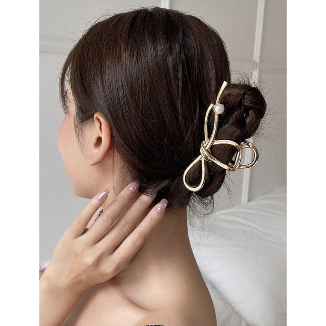 10種🧡パールヘアクリップ　ブラック　ハートゴールド　シルバー　アーカー　アレク レディースのヘアアクセサリー(バレッタ/ヘアクリップ)の商品写真