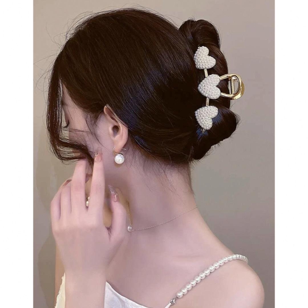 10種🧡パールヘアクリップ　ブラック　ハートゴールド　シルバー　アーカー　アレク レディースのヘアアクセサリー(バレッタ/ヘアクリップ)の商品写真