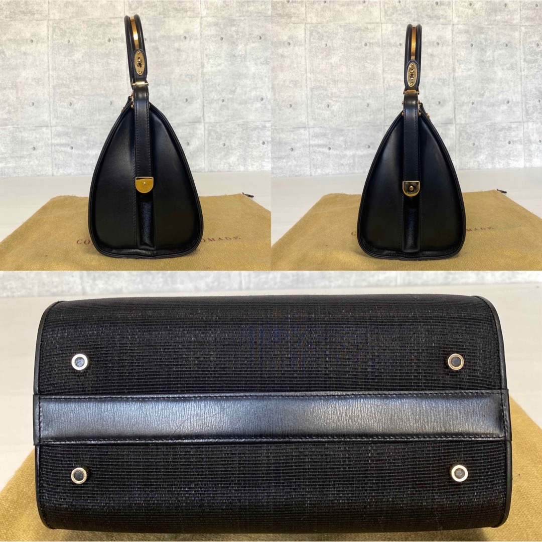 【良品】COMTESSE ホースヘア×レザー ゴールド金具 がま口 ハンドバッグ 4