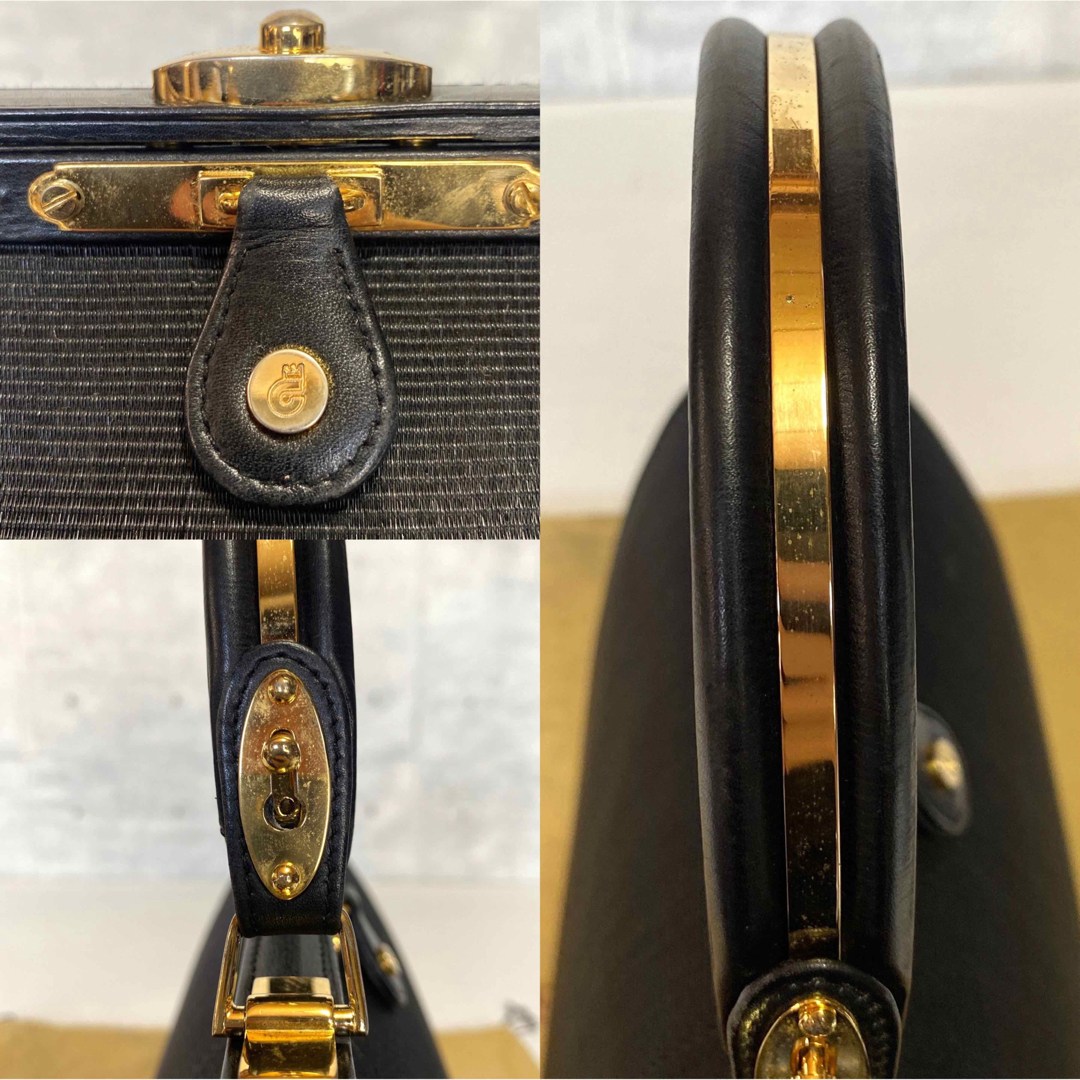 【良品】COMTESSE ホースヘア×レザー ゴールド金具 がま口 ハンドバッグ 6
