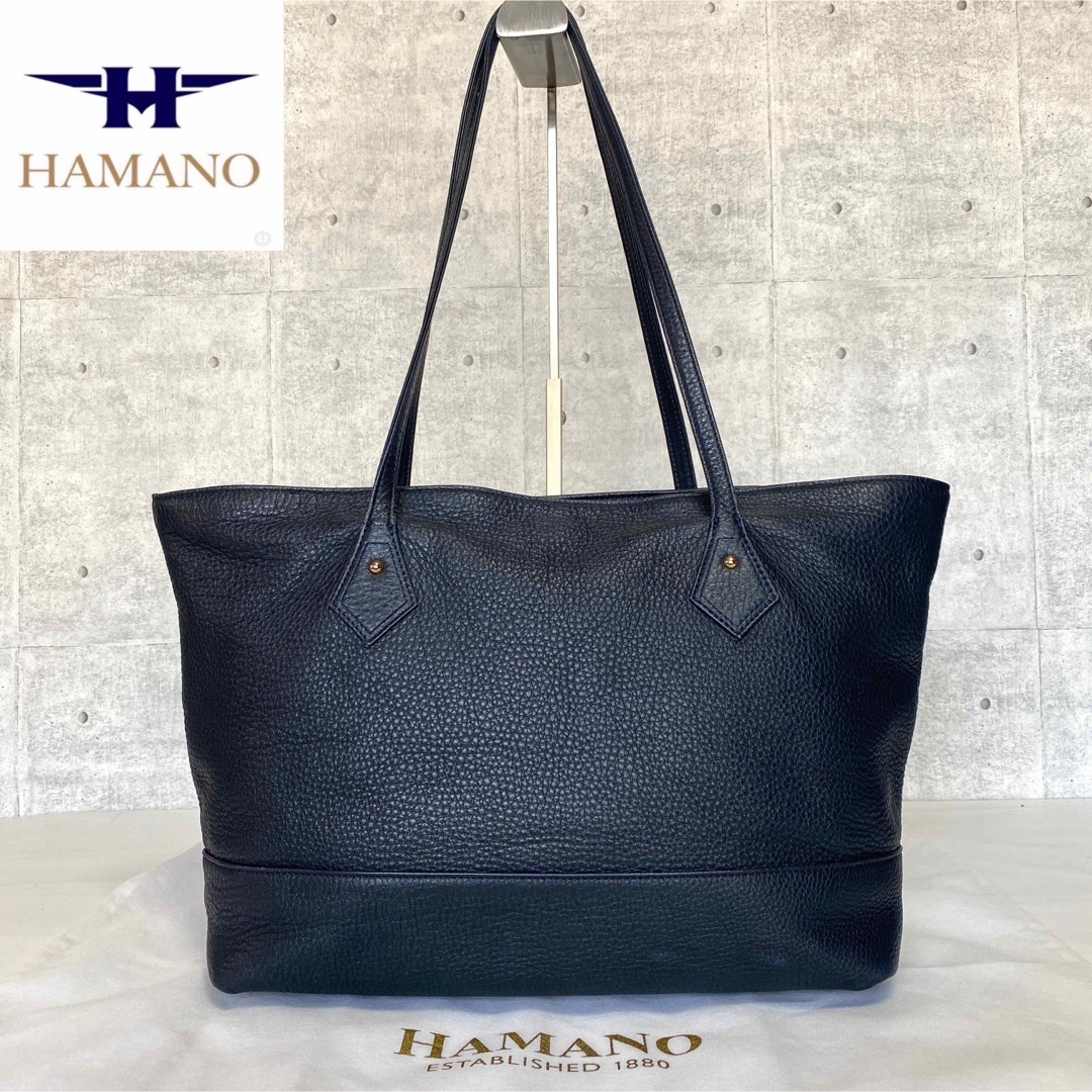 【良品】HAMANO フィオーレ ミオ ネイビー ゴールド金具トートバッグ現行品