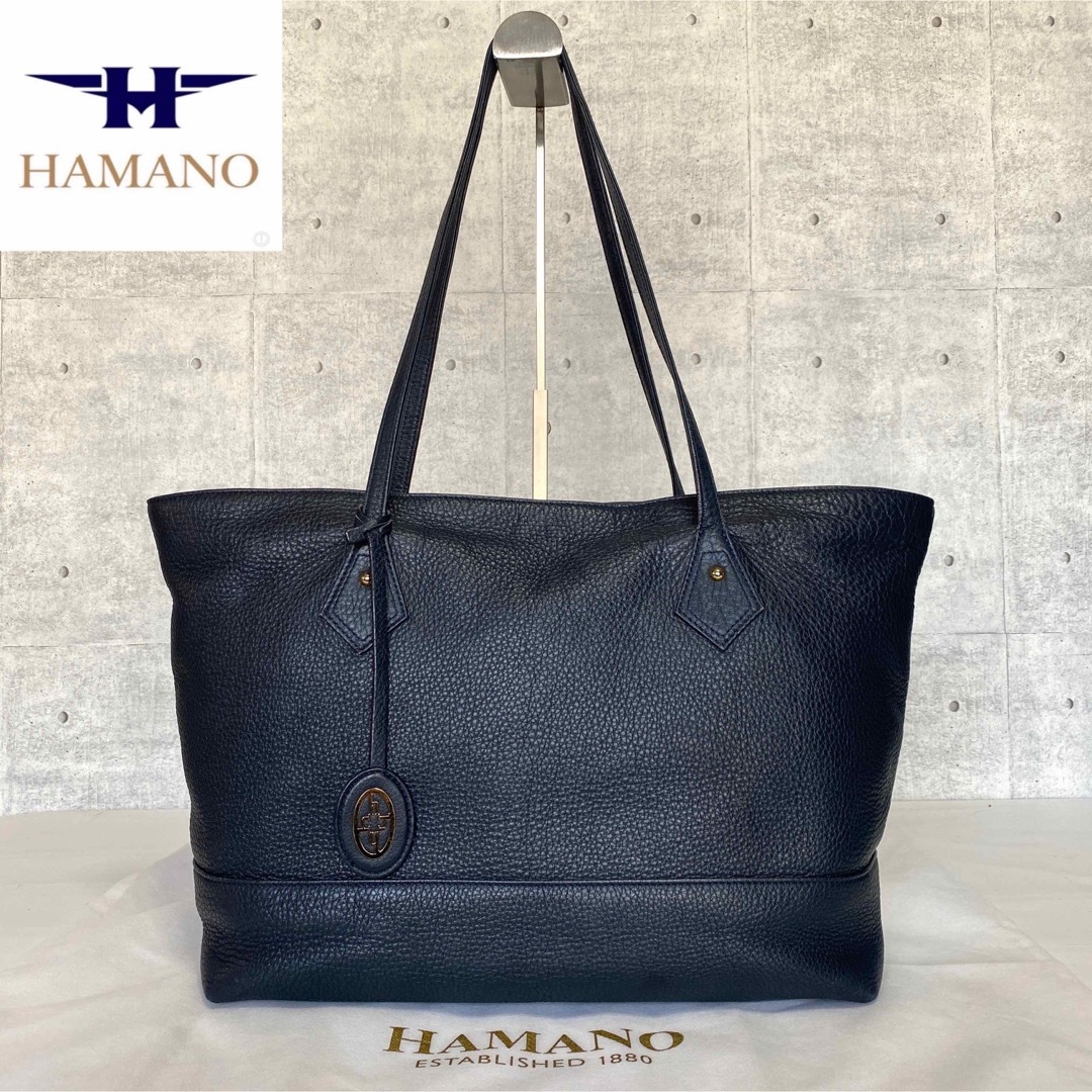 【良品】HAMANO フィオーレ ミオ ネイビー ゴールド金具トートバッグ現行品