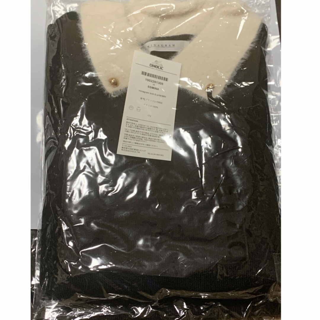 ファー配色カラーニット・p191851 ブラック レディースのトップス(ニット/セーター)の商品写真