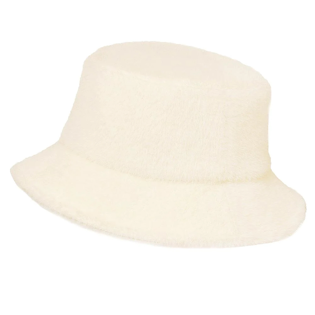 14+(イチヨンプラス)の【新品】イチヨンプラス 14+ フェイクファーバケハ　ホワイト レディースの帽子(ハット)の商品写真