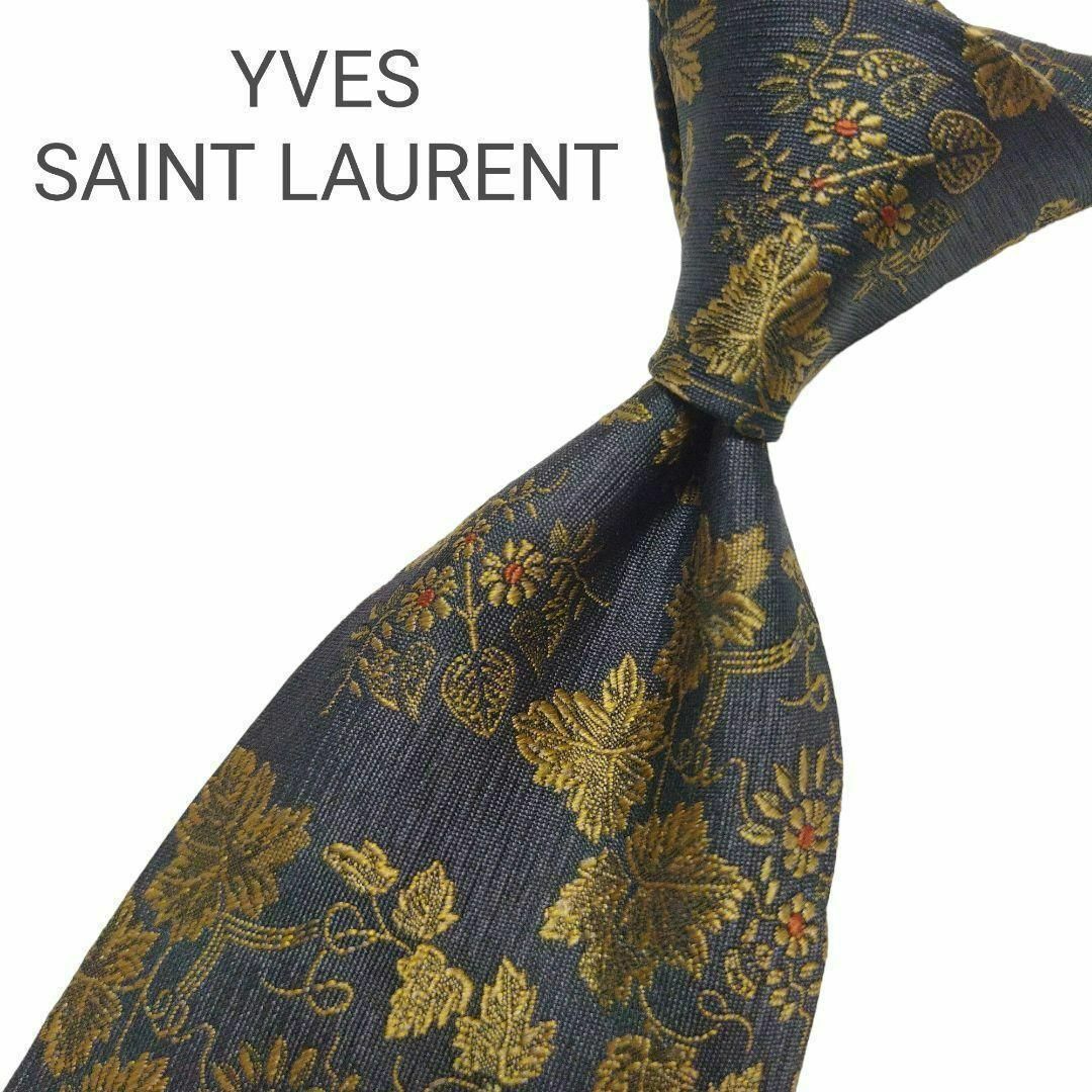 Yves Saint Laurent - 【美品】イヴサンローラン ネクタイ グレー系 花