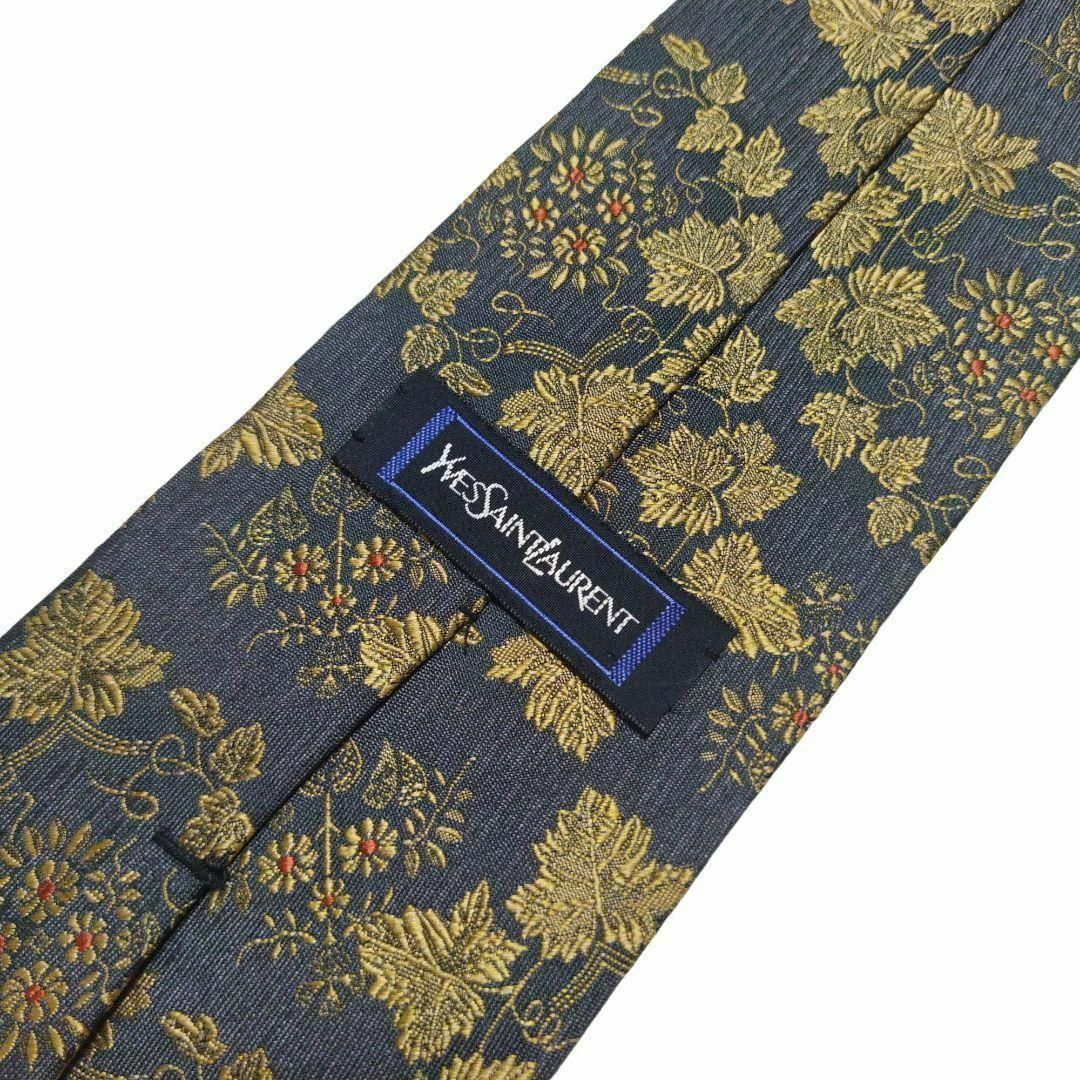 Yves Saint Laurent - 【美品】イヴサンローラン ネクタイ グレー系 花
