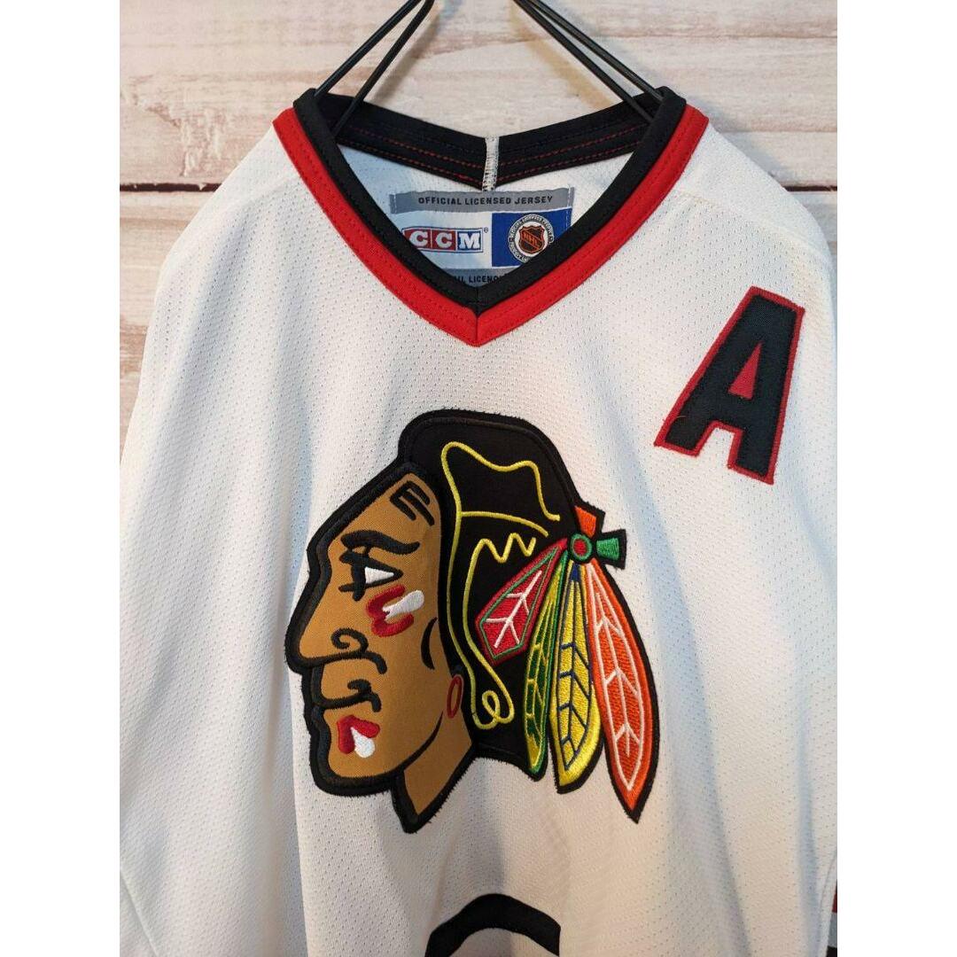 NHL CCM ホッケーシャツ　シカゴ ブラックホークス 刺繍　L　ゲームシャツ 2