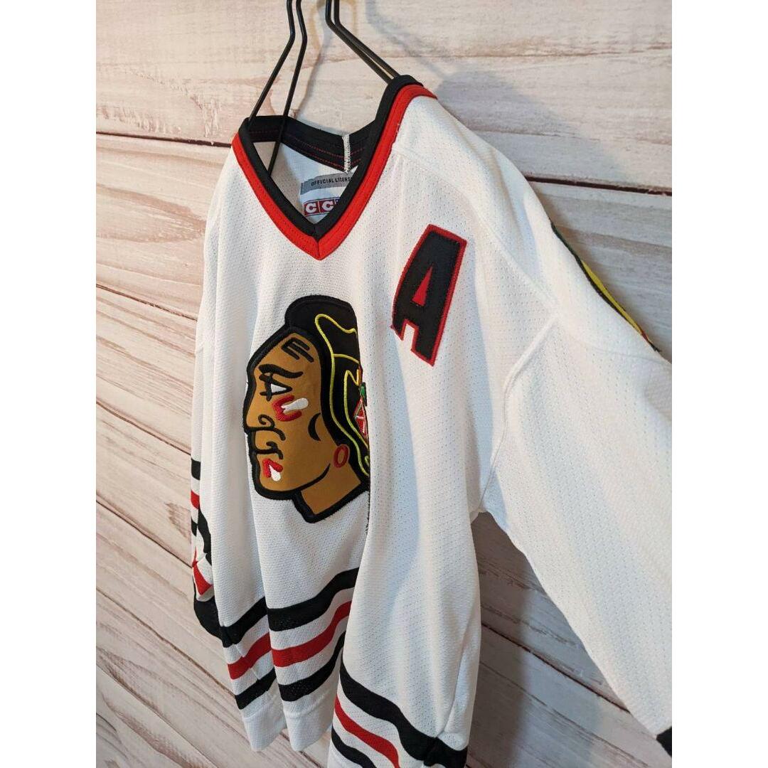 NHL CCM ホッケーシャツ　シカゴ ブラックホークス 刺繍　L　ゲームシャツ 4