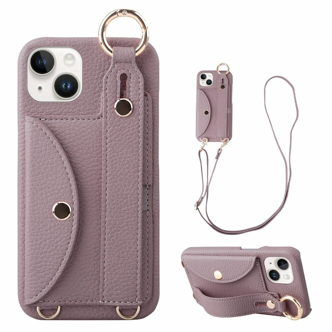 【色: 赤紫】iPhone 14 対応 スマホ ケース iphone14 手帳型