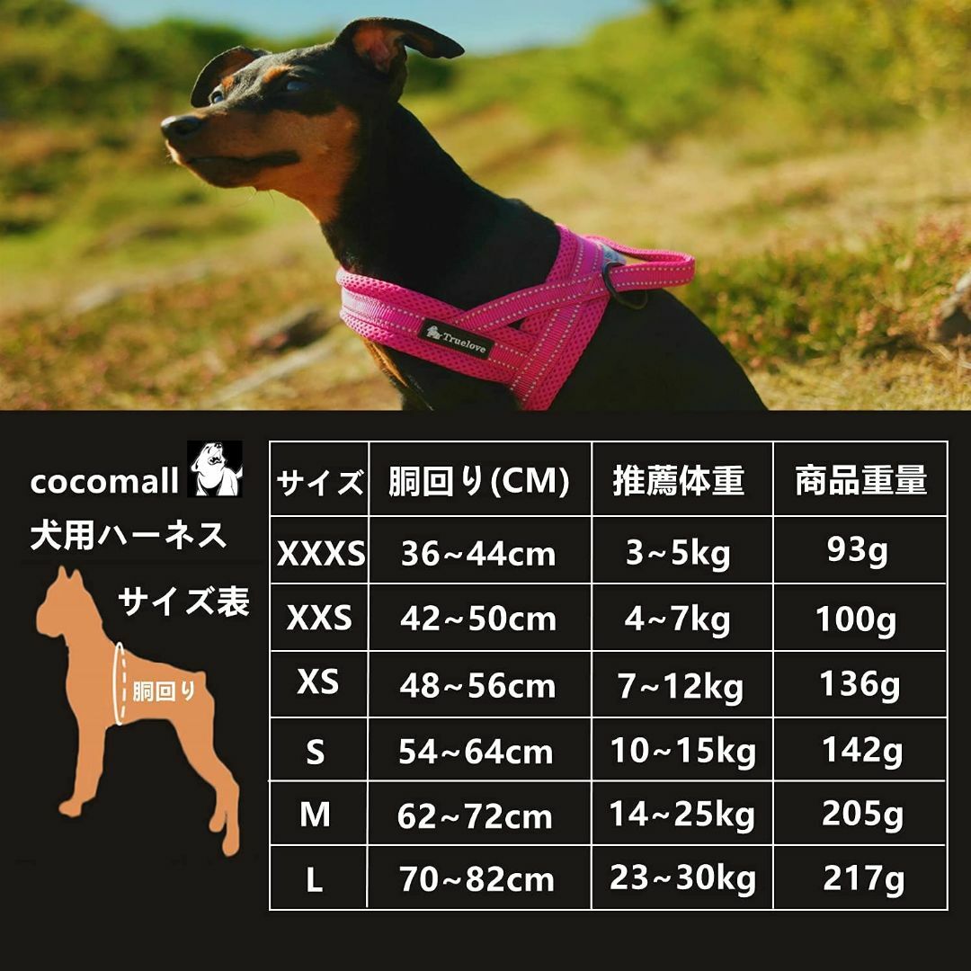 【色: パープル】cocomall 喉に優しい犬ハーネス TRUE LOVE日本