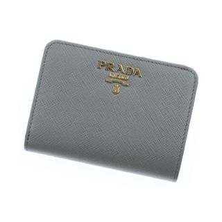 【美品】PRADA 二つ折り財布　グレージュ×水色　サフィアーノ