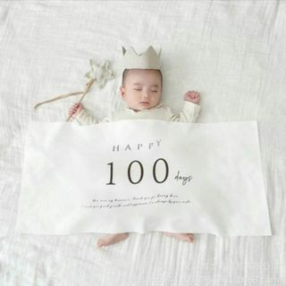 タペストリー 百日祝 100日 お食い初め  飾り   赤ちゃん 記念日  写真(お食い初め用品)