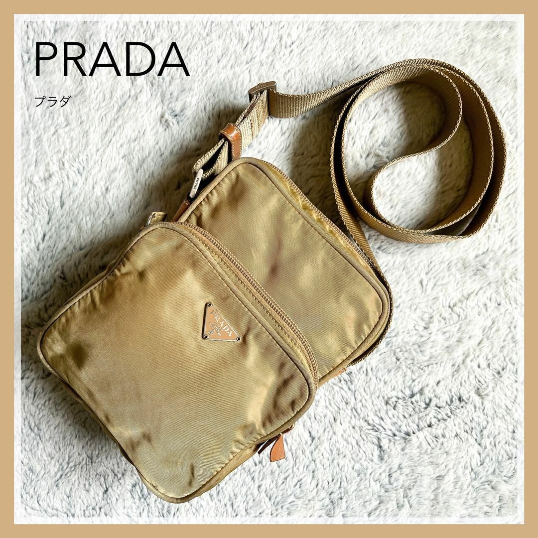 鑑定済 正規品 PRADA プラダ ポコノ ミニショルダーバッグ 三角ロゴ