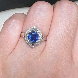 天然 ブルーサファイア ダイヤ リング1.18ct kpt900 r(リング(指輪))