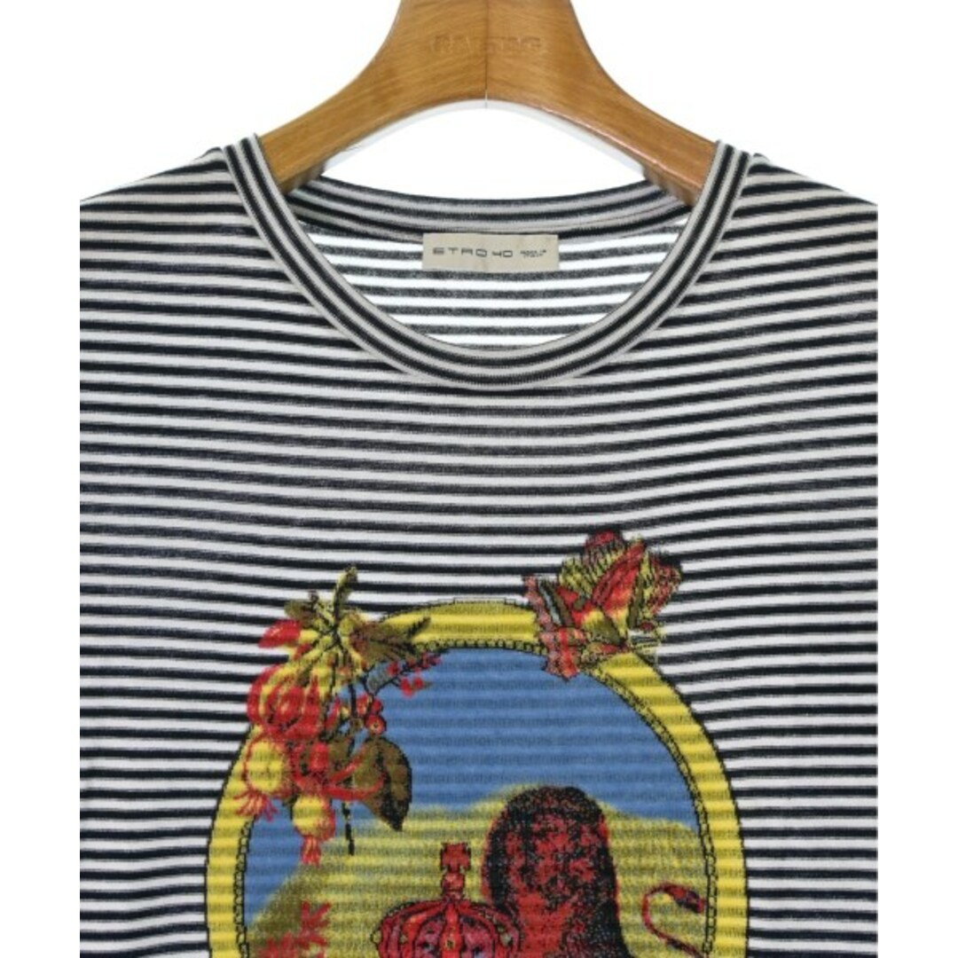 ETRO エトロ Tシャツ・カットソー 40(M位) 白x黒(ボーダー)