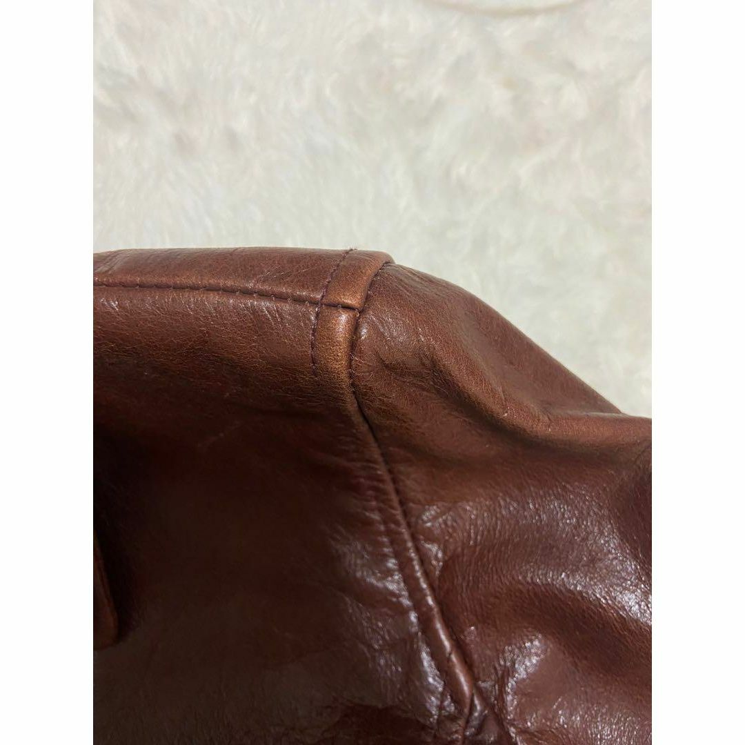 MIXTレザージャケット牛革 茶ブラウン長袖レディースアウターM レディースのジャケット/アウター(毛皮/ファーコート)の商品写真